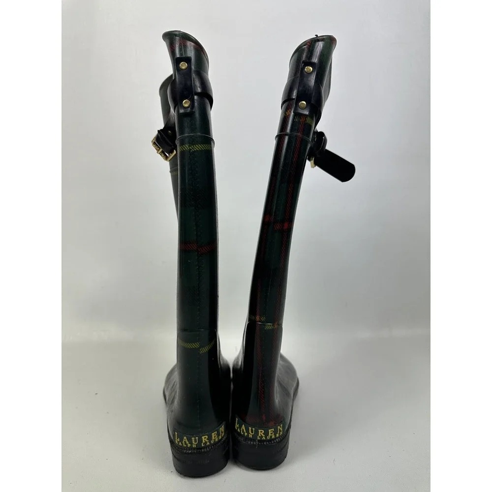 Lauren Ralph Lauren Rain Boots Womens 7 B Rossalyn II Plaid Tall
